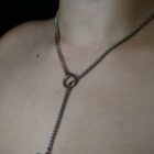 Unbound edgy silver necklace in stainless steel with adjustable hoop clasp