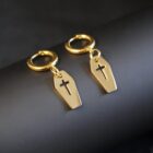 Small gold earrings with coffin charms