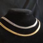 Delicate gold and silver chains with chevron like pattern