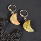 Unakite witchy moon earrings